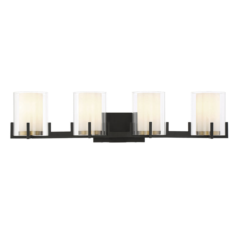 Savoy House 8-1977-4-143 Four Light Bathroom Vanity, Matte Black with Warm Brass