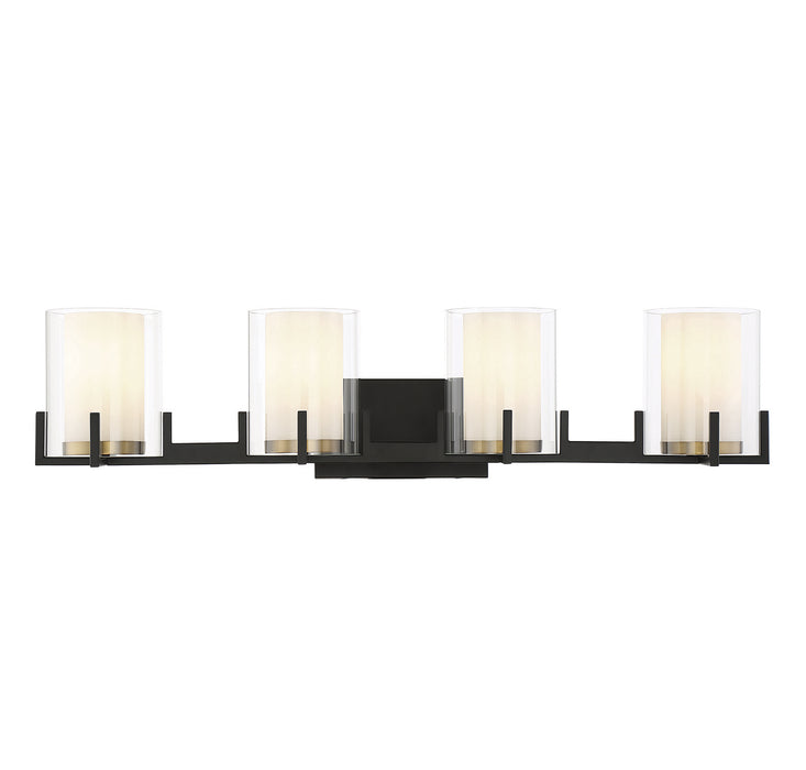 Savoy House 8-1977-4-143 Four Light Bathroom Vanity, Matte Black with Warm Brass