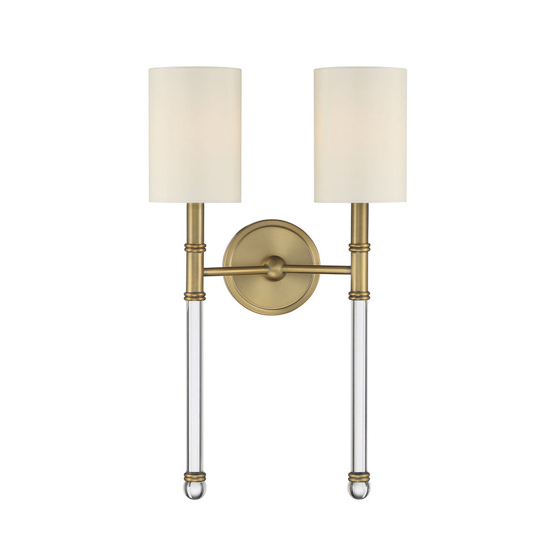 Savoy House 9-103-2-322 Two Light Wall Sconce, Warm Brass