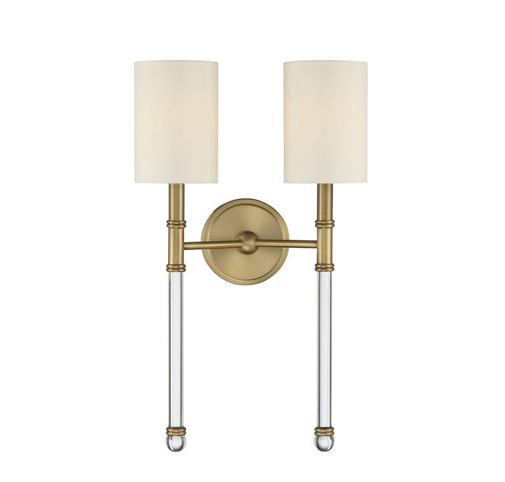 Savoy House 9-103-2-322 Two Light Wall Sconce, Warm Brass