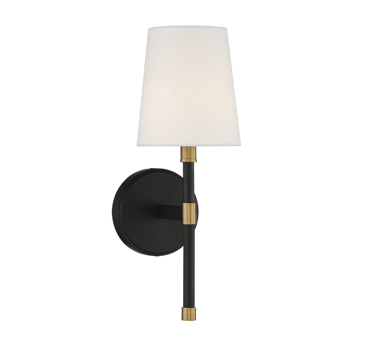 Savoy House 9-1632-1-143 One Light Wall Sconce, Matte Black with Warm Brass