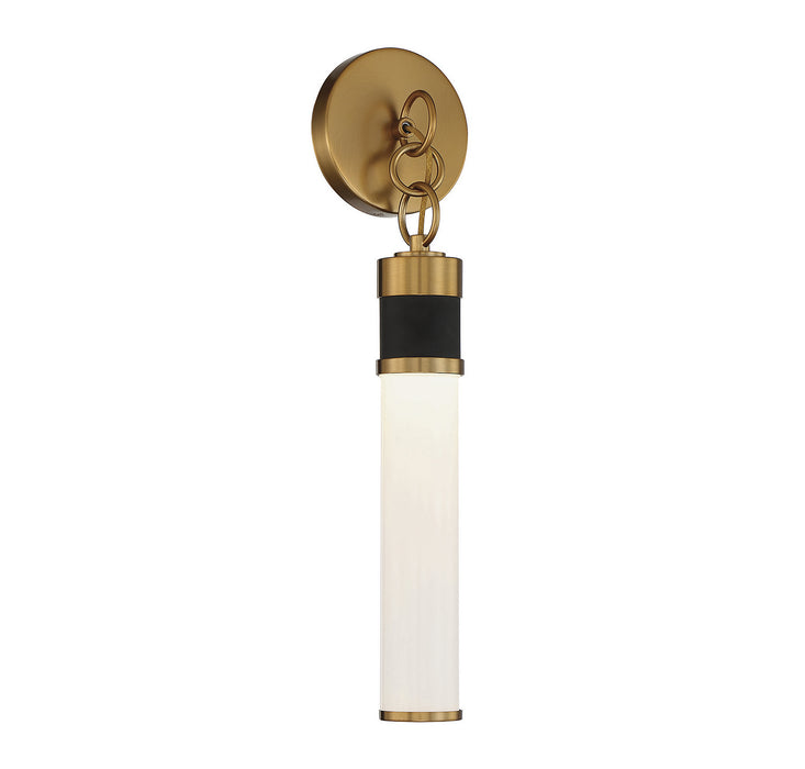 Savoy House 9-1638-1-143 LED Wall Sconce, Matte Black with Warm Brass