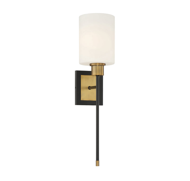 Savoy House 9-1645-1-143 One Light Wall Sconce, Matte Black with Warm Brass