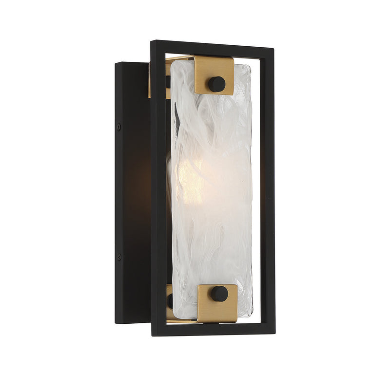 Savoy House 9-1697-1-143 One Light Wall Sconce, Matte Black with Warm Brass