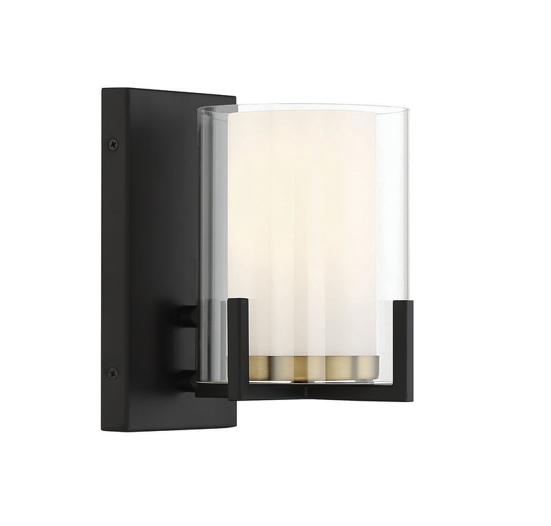 Savoy House 9-1977-1-143 One Light Wall Sconce, Matte Black with Warm Brass