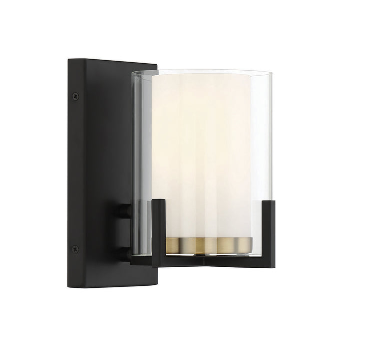 Savoy House 9-1977-1-143 One Light Wall Sconce, Matte Black with Warm Brass