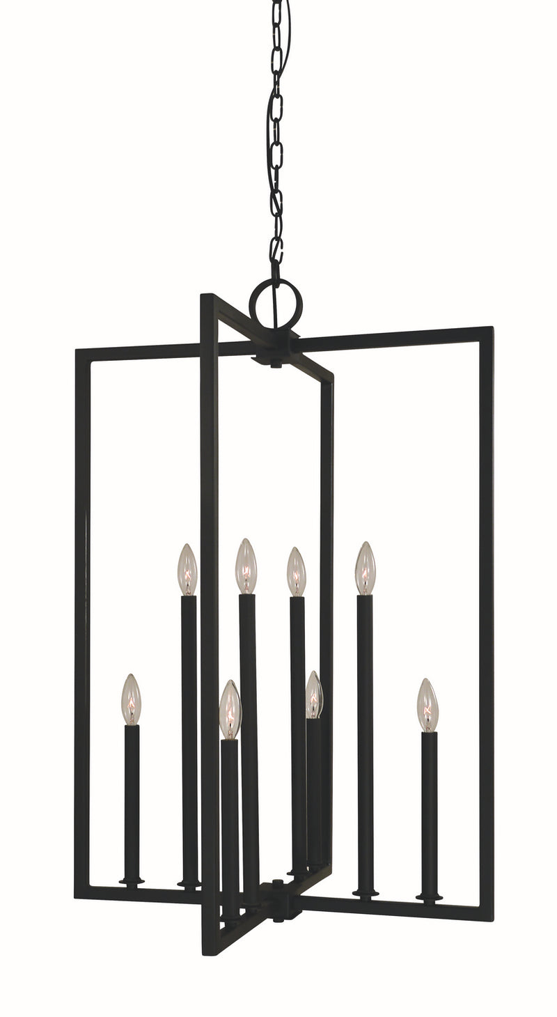 Framburg L1186 MBLACK Eight Light Foyer Chandelier, Matte Black