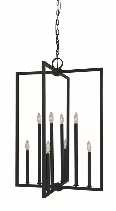 Framburg L1186 MBLACK Eight Light Foyer Chandelier, Matte Black