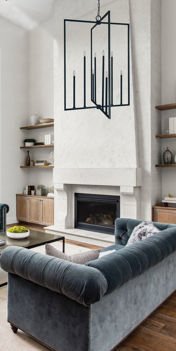 Framburg L1188 MBLACK Eight Light Foyer Chandelier, Matte Black