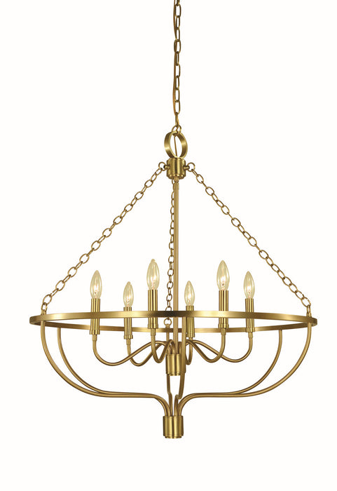 Framburg 5680 BR Six Light Chandelier, Brushed Brass (Display - Final Sale)