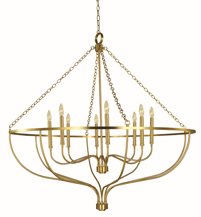 Framburg 5688 BR Eight Light Foyer Chandelier, Brushed Brass