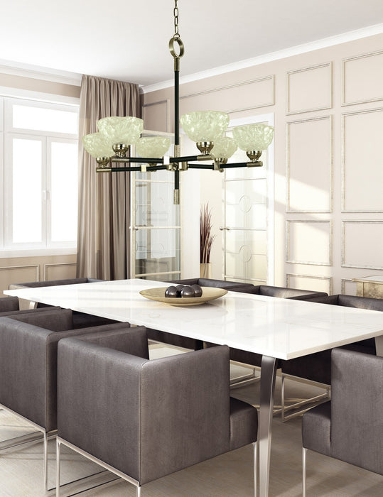 Framburg 5696 PN/MBLACK Five Light Chandelier, Polished Nickel/Matte Black