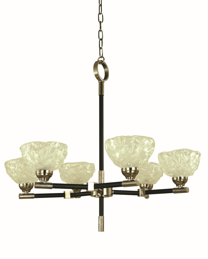 Framburg 5696 PN/MBLACK Five Light Chandelier, Polished Nickel/Matte Black