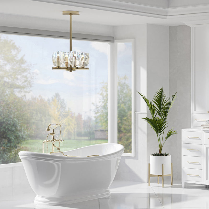 Hubbardton Forge 131061-SKT-MULT-86-CR Four Light Semi-Flush/Pendant, Modern Brass