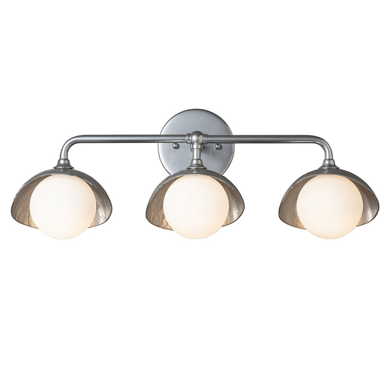 Hubbardton Forge 201373-SKT-85-85-GG0711 Three Light Bath Sconce, Sterling