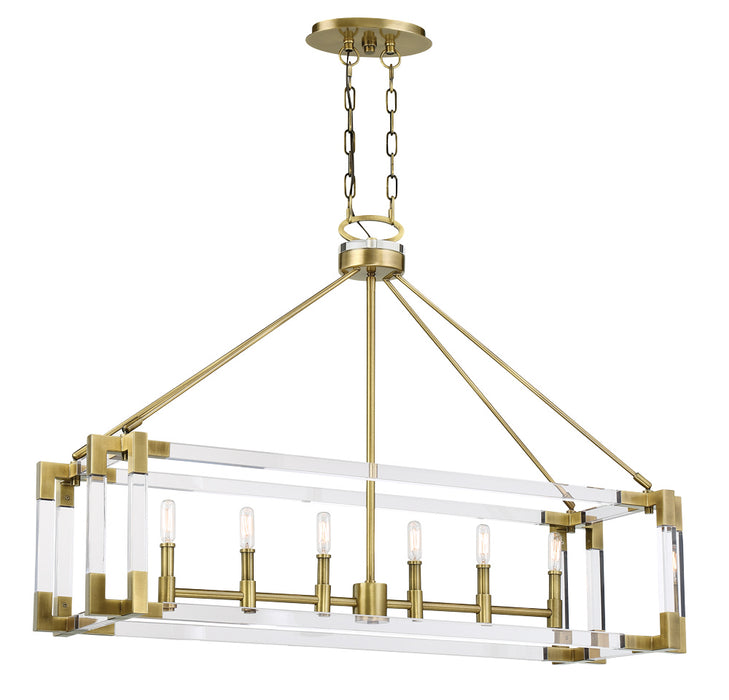 Metropolitan N7356-790 Six Light Island Pendant, Aged Antique Brass