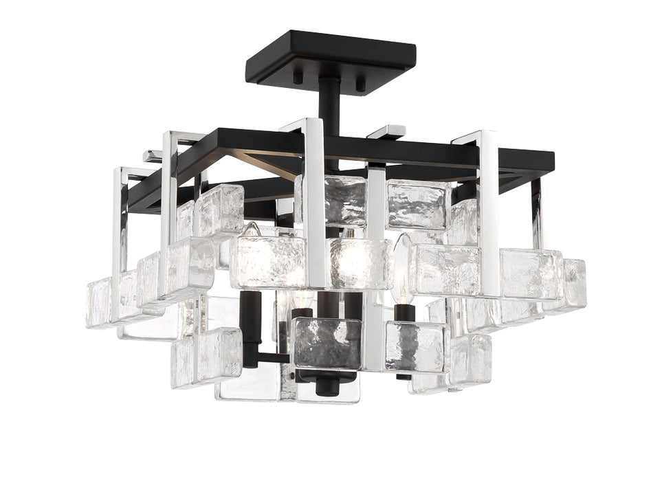 Metropolitan N7544-729 Four Light Semi Flush Mount, Sand Coal And Polished Nickel