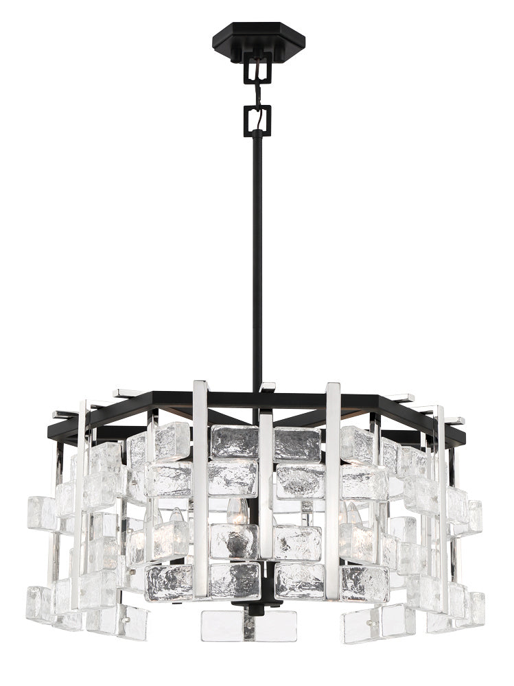 Metropolitan N7545-729 Six Light Pendant, Sand Coal And Polished Nickel