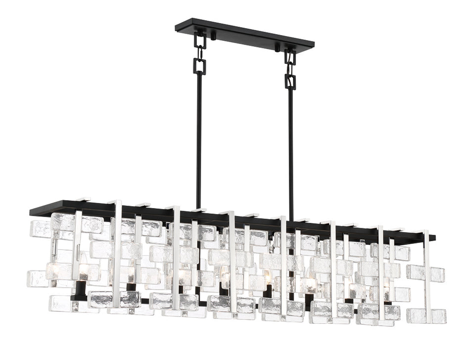 Metropolitan N7548-729 Eight Light Island Pendant, Sand Coal And Polished Nickel