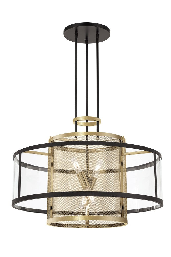 Metropolitan N7813-726 Four Lights Pendant, Coal And Soft Brass