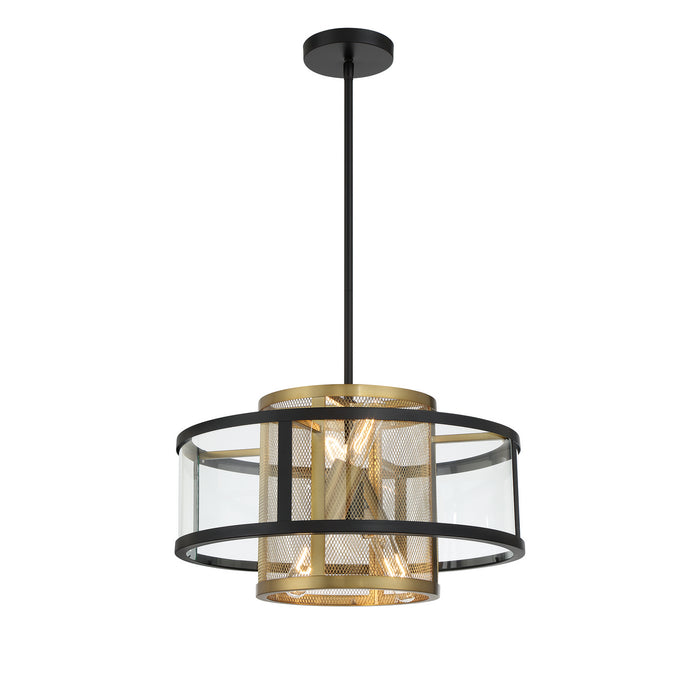 Metropolitan N7814-726 Four Light Convertible Semi Flush / Pendant, Coal And Soft Brass