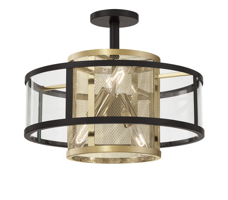 Metropolitan N7814-726 Four Light Convertible Semi Flush / Pendant, Coal And Soft Brass