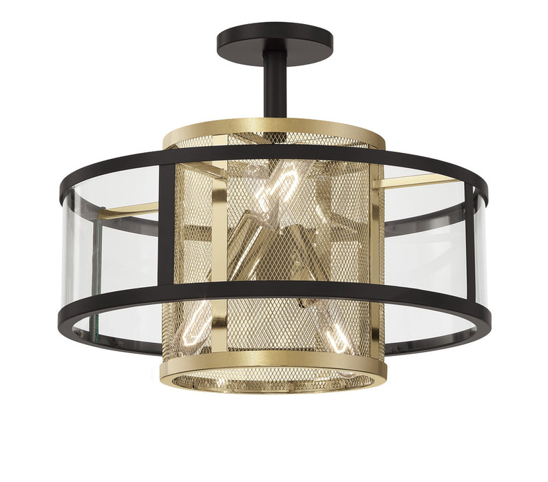 Metropolitan N7814-726 Four Light Convertible Semi Flush / Pendant, Coal And Soft Brass