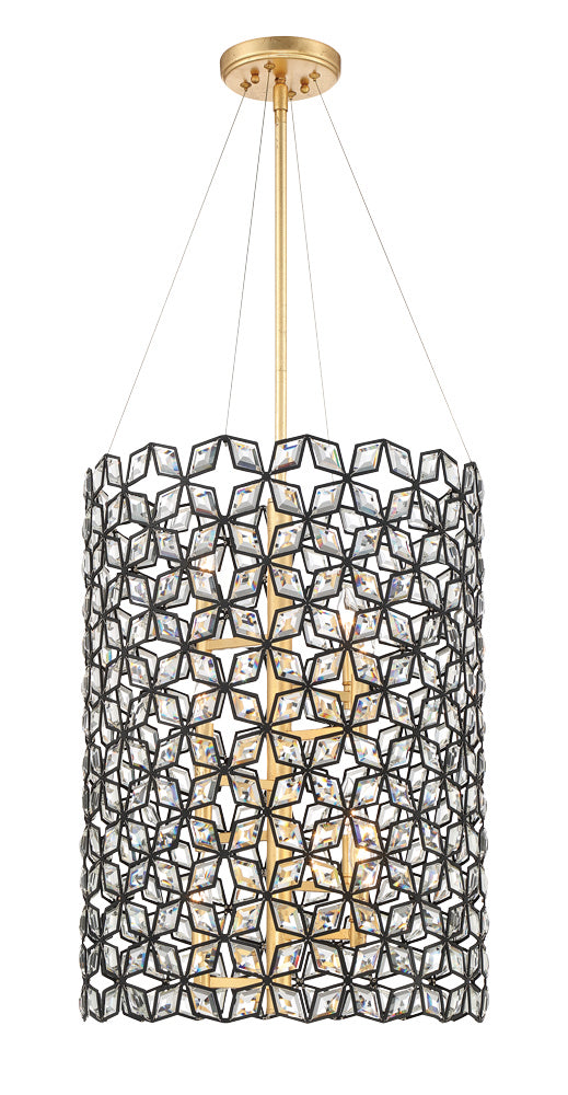 Metropolitan N7847-711 Eight Light Foyer Pendant, Sand Coal W/ Gold Leaf