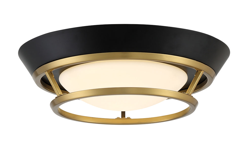 George Kovacs P5372-689-L LED Flush Mount, Coal And Satin Brass