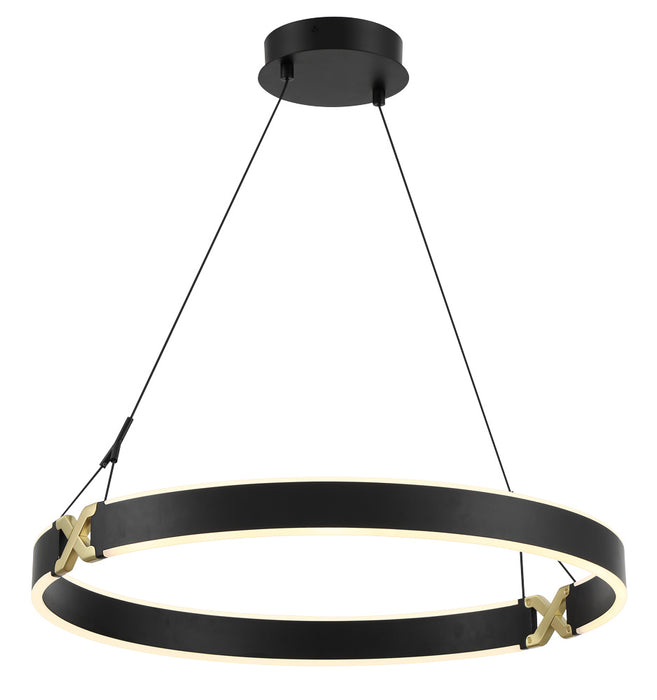 George Kovacs P5405-689-L LED Pendant, Coal And Satin Brass