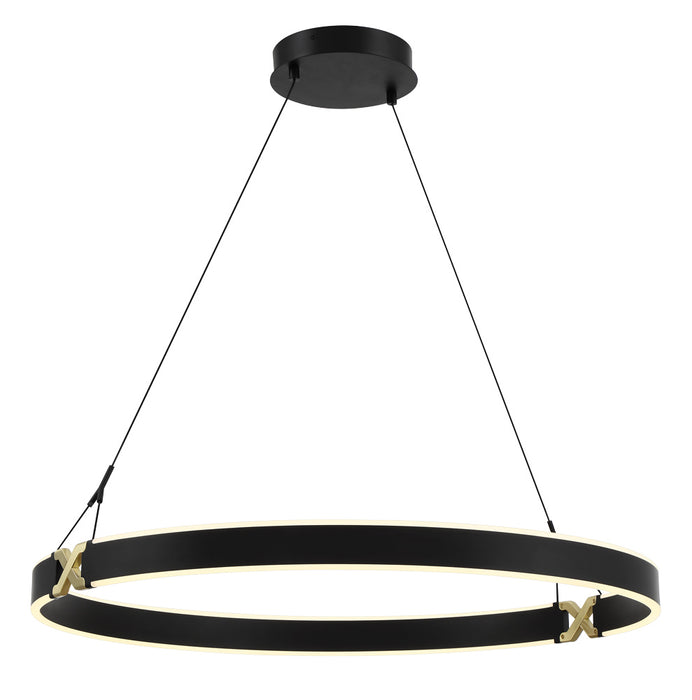 George Kovacs P5406-689-L LED Pendant, Coal And Satin Brass