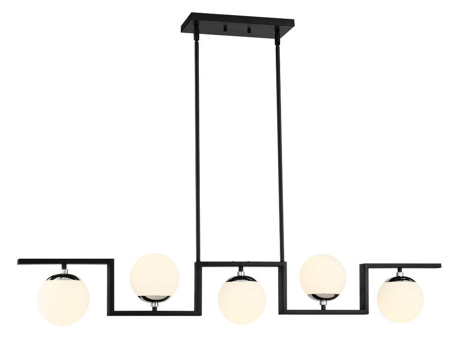 George Kovacs P5425-572 Five Light Island Pendant, Coal With Polished Nichel High