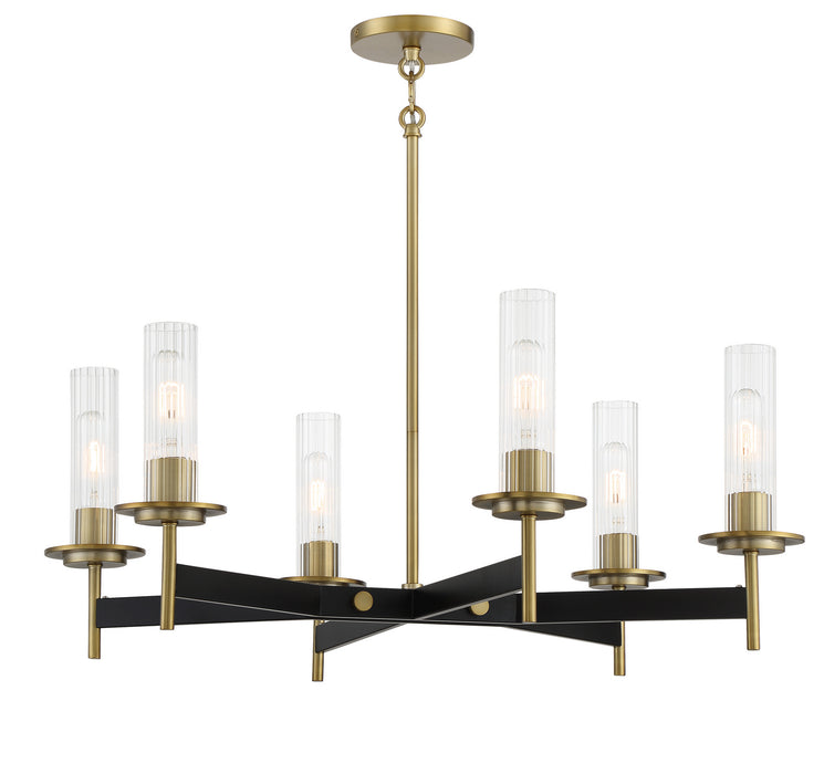 Minka-Lavery 2546-726 Six Light Chandelier, Coal And Soft Brass