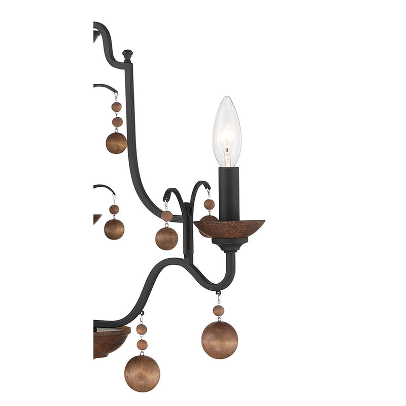 Minka-Lavery 2663-723 Three Light Chandelier, Old World Bronze W/Walnut Acce