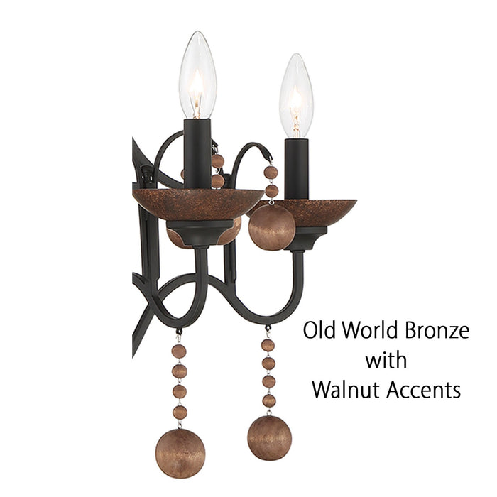 Minka-Lavery 2665-723 Five Light Chandelier, Old World Bronze W/Walnut Acce