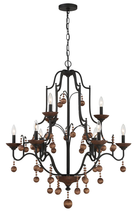 Minka-Lavery 2669-723 Nine Light Chandelier, Old World Bronze W/Walnut Acce