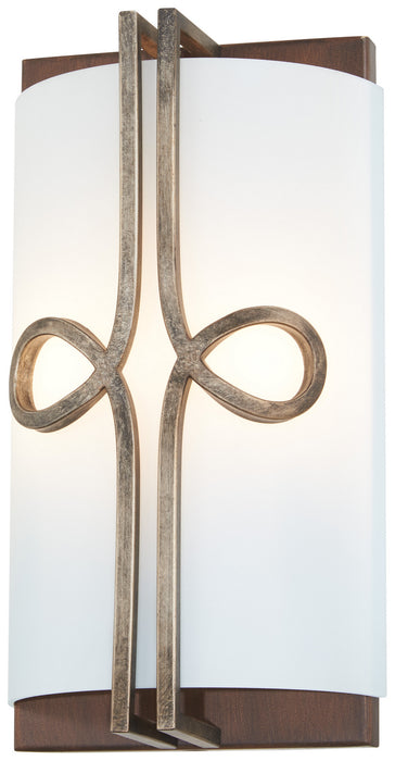 Minka-Lavery 2692-115 Two Light Wall Sconce, Aged Darkwood With Silver Pati