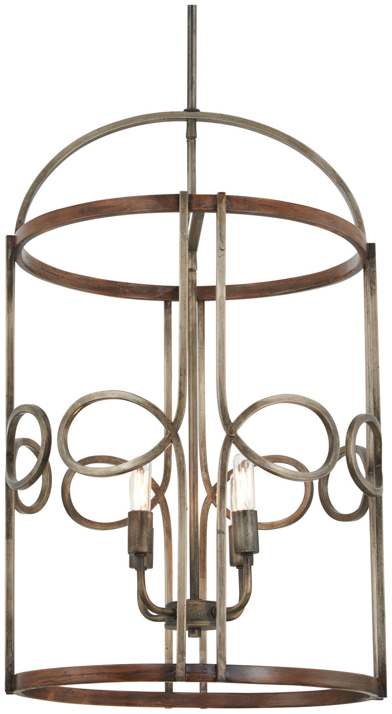 Minka-Lavery 2694-115 Four Light Pendant, Aged Darkwood With Silver Pati