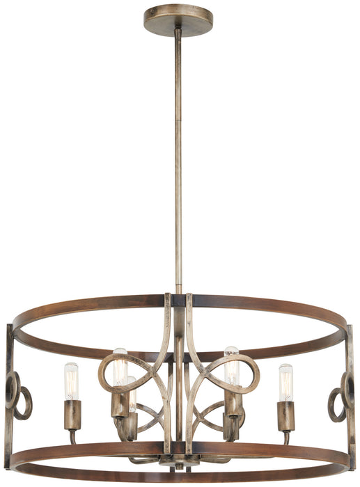 Minka-Lavery 2696-115 Six Light Pendant, Aged Darkwood With Silver Pati