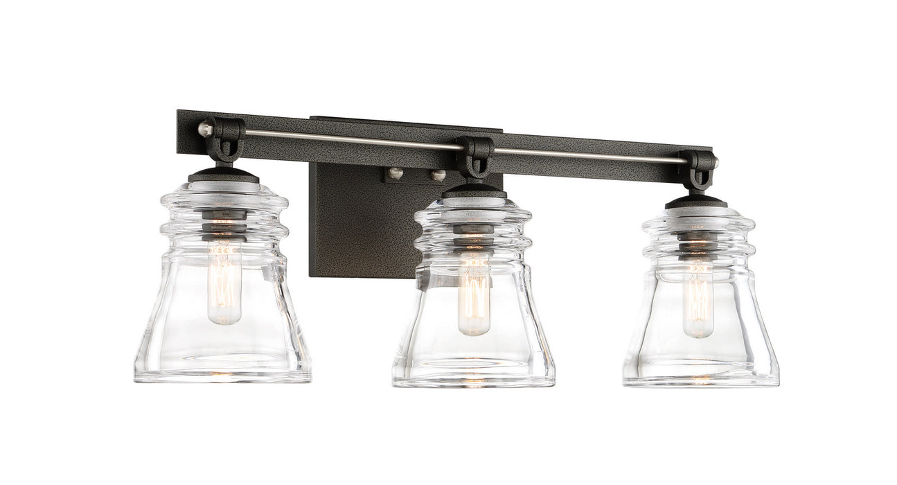 Minka-Lavery 2733-709 Three Light Bath, Smoked Iron And Brushed Nickel