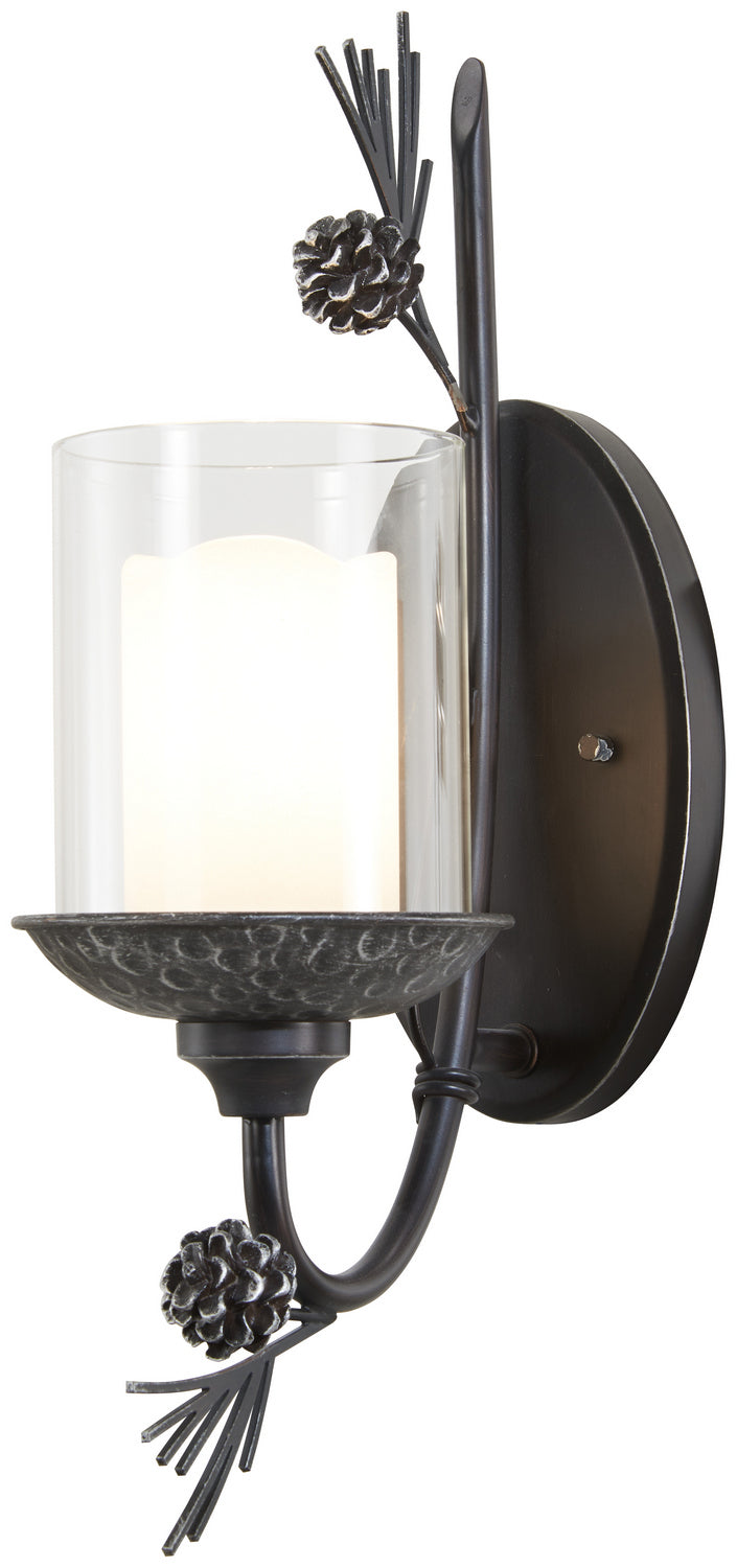 Minka-Lavery 2751-694 One Light Wall Sconce, Weathered Spruce W/ Silver