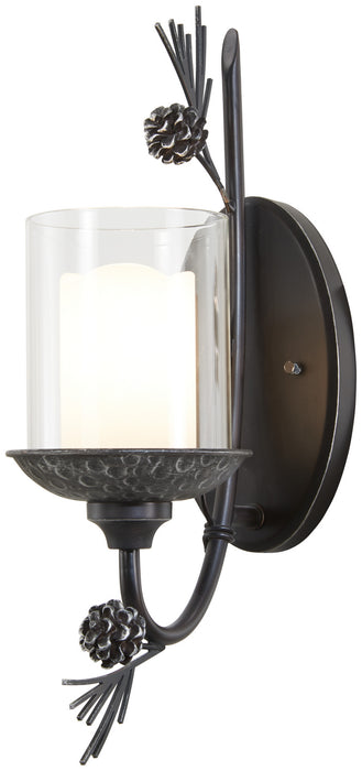 Minka-Lavery 2751-694 One Light Wall Sconce, Weathered Spruce W/ Silver
