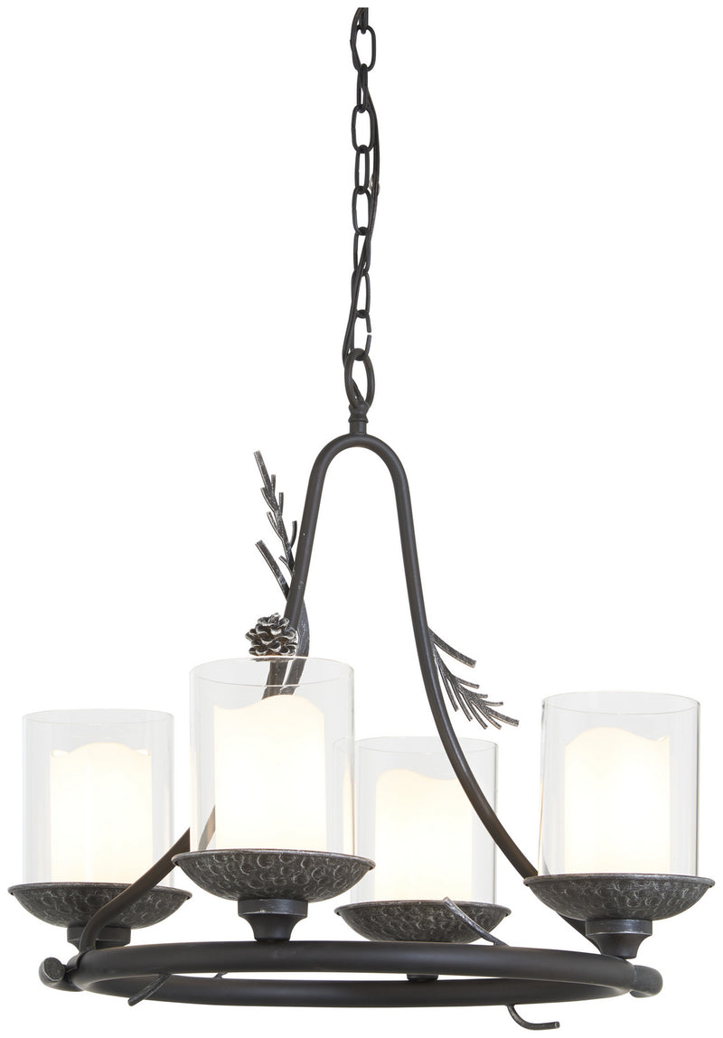 Minka-Lavery 2754-694 Four Light Chandelier, Weathered Spruce W/ Silver