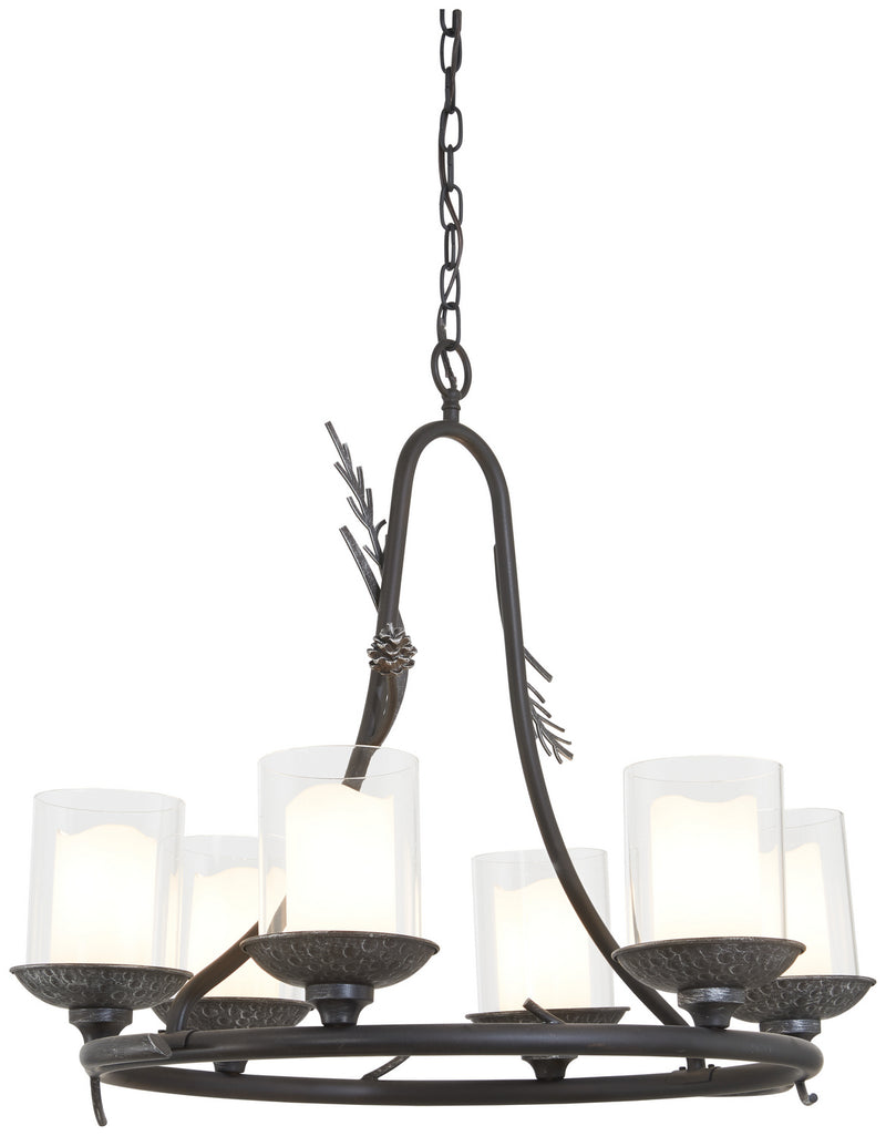 Minka-Lavery 2756-694 Six Light Chandelier, Weathered Spruce W/ Silver