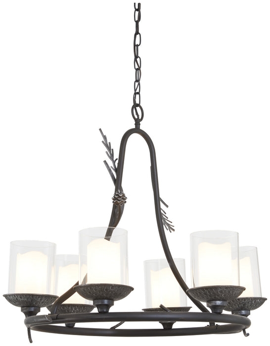 Minka-Lavery 2756-694 Six Light Chandelier, Weathered Spruce W/ Silver