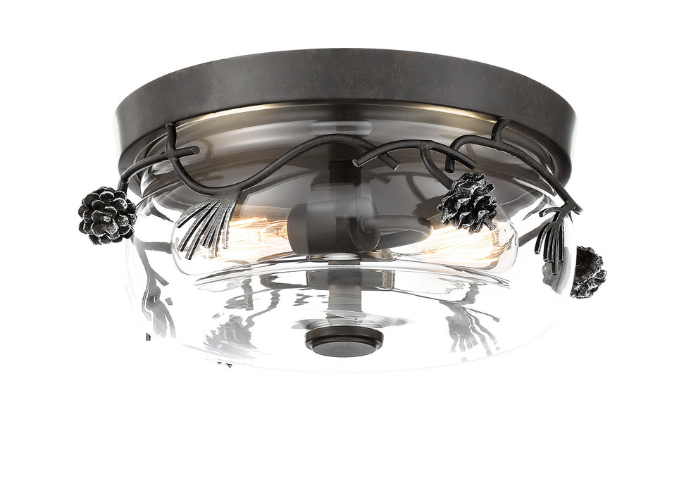 Minka-Lavery 2759-694 Two Light Flush Mount, Weathered Spruce W/ Silver