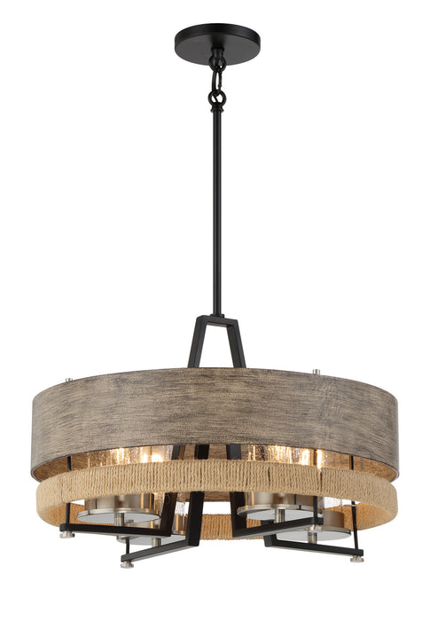 Minka-Lavery 2764-733 Four Light Convertible Pendant, Stone Grey, Coal & Brushed Nic