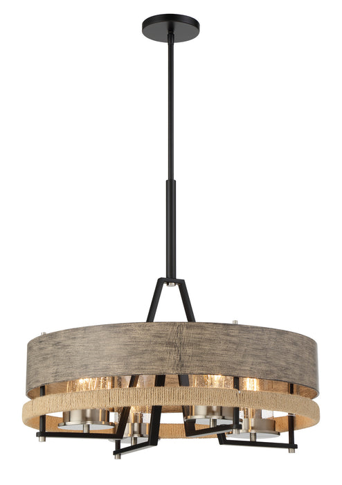 Minka-Lavery 2765-733 Four Light Chandelier, Stone Grey, Coal & Brushed Nic