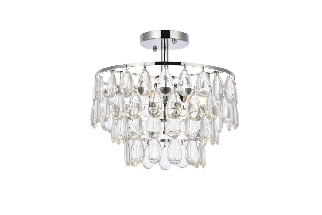 Elegant Lighting 1103F14C Three Light Flush Mount, Chrome