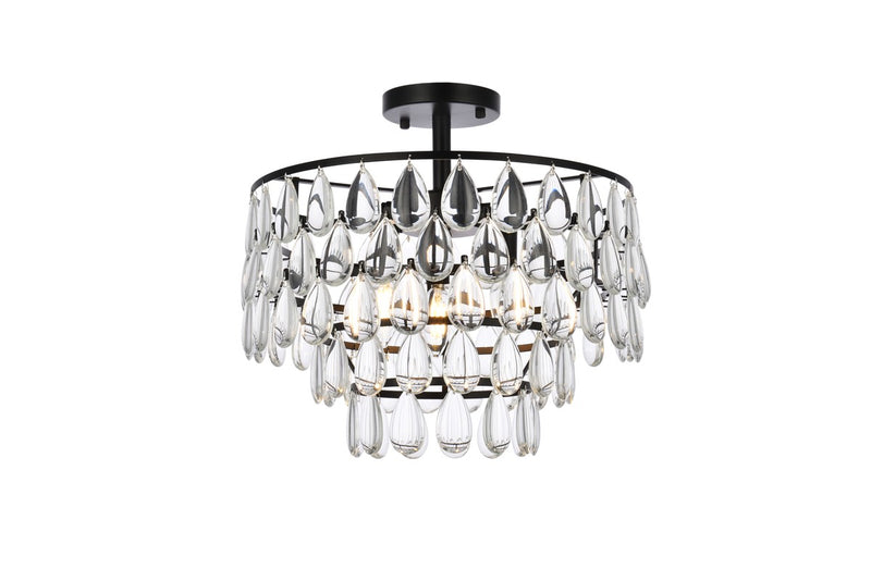 Elegant Lighting 1103F16BK Three Light Flush Mount, Black
